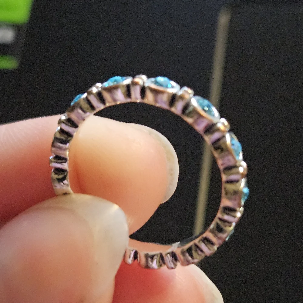 Blue Topez Silver Plated Ring - Picture 2 of 3